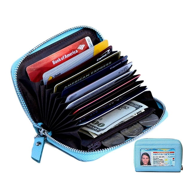 RFID Blocking Credit Card Holder lavender in heart Leather Zipper Card Case 